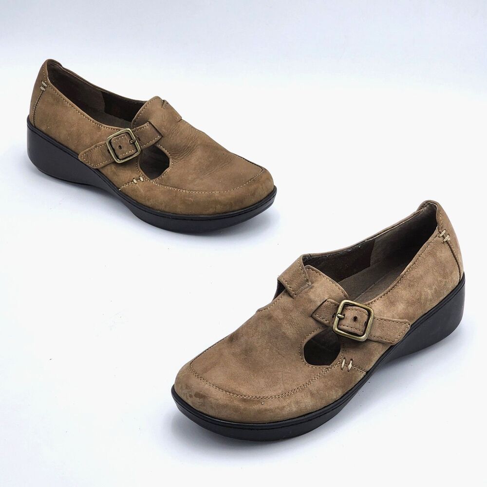 Easy Spirit Davan Mary Jane Buckle Wedge Comfort Shoes Loafers Tan Size 8.5
